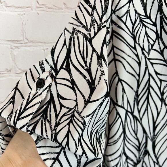 CATHERINES Petite black white stretch button down blouse shirt top 1XWP 18/20WP - Picture 4 of 5